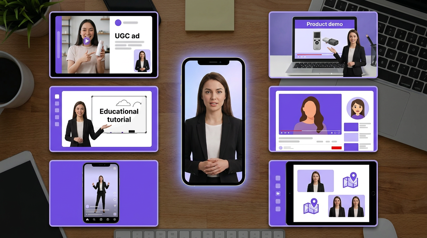 Anwendungsfälle für AI Avatare für UGC-Anzeigen, Produktdemonstrationen, Reels, Shorts und Bildungsvideos