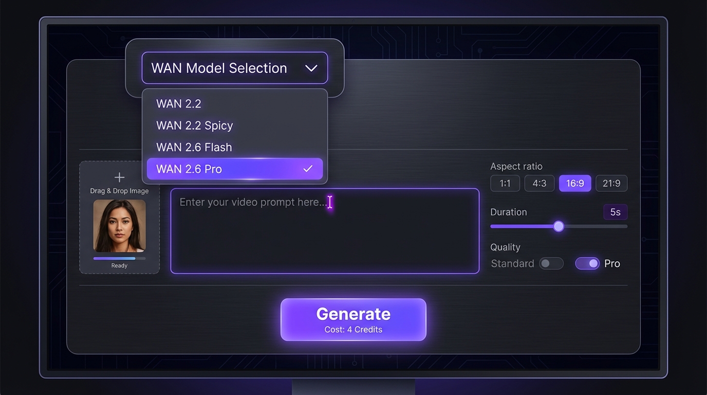 Step-by-step WAN video generation tutorial on MakeInfluencer.ai dashboard